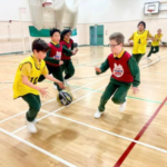 children playing basket ball