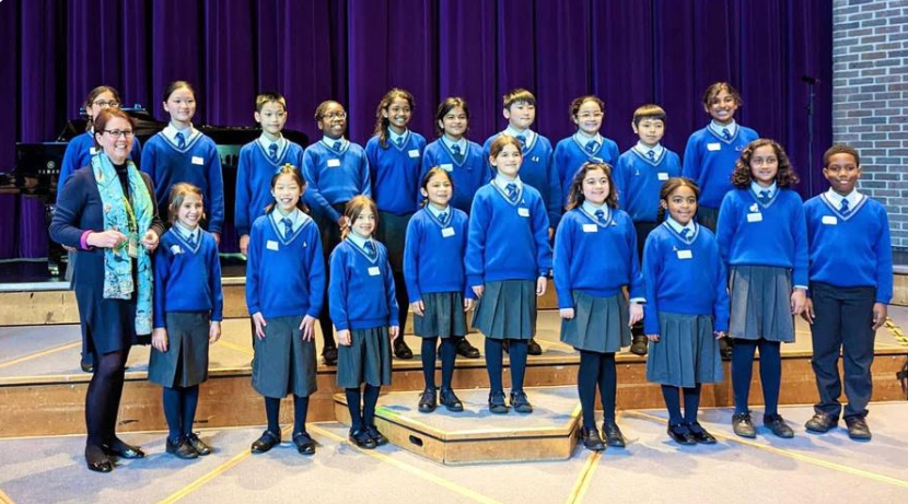 children stood on stage