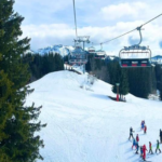 cable cars in the snow