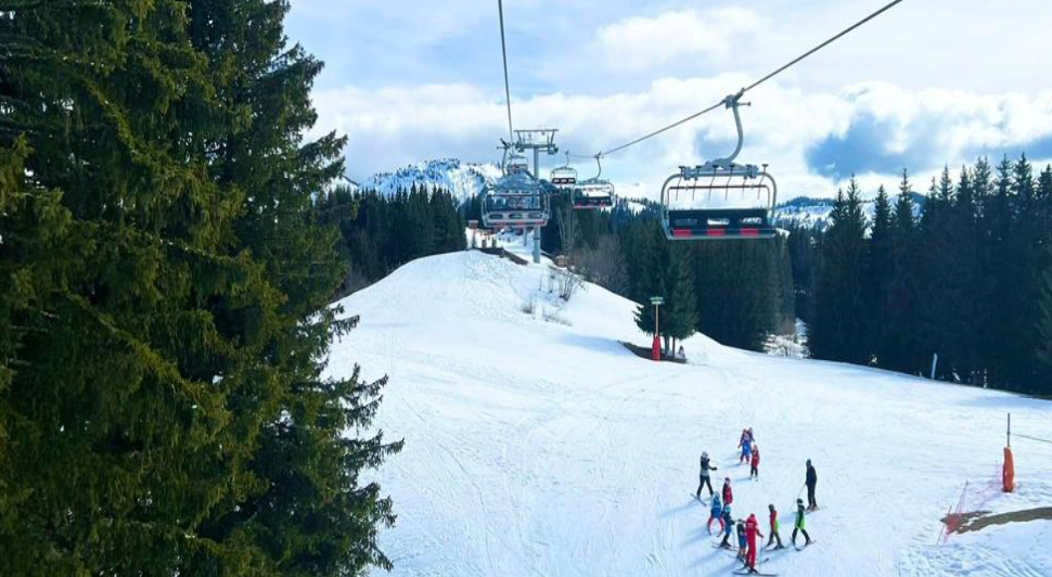 cable cars in the snow