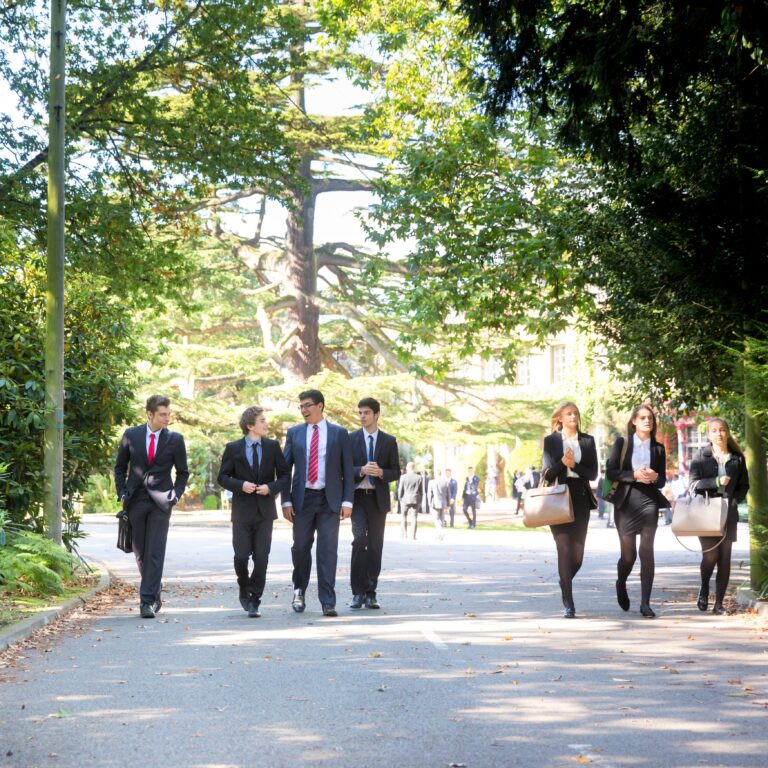 Students walking across the school grounds